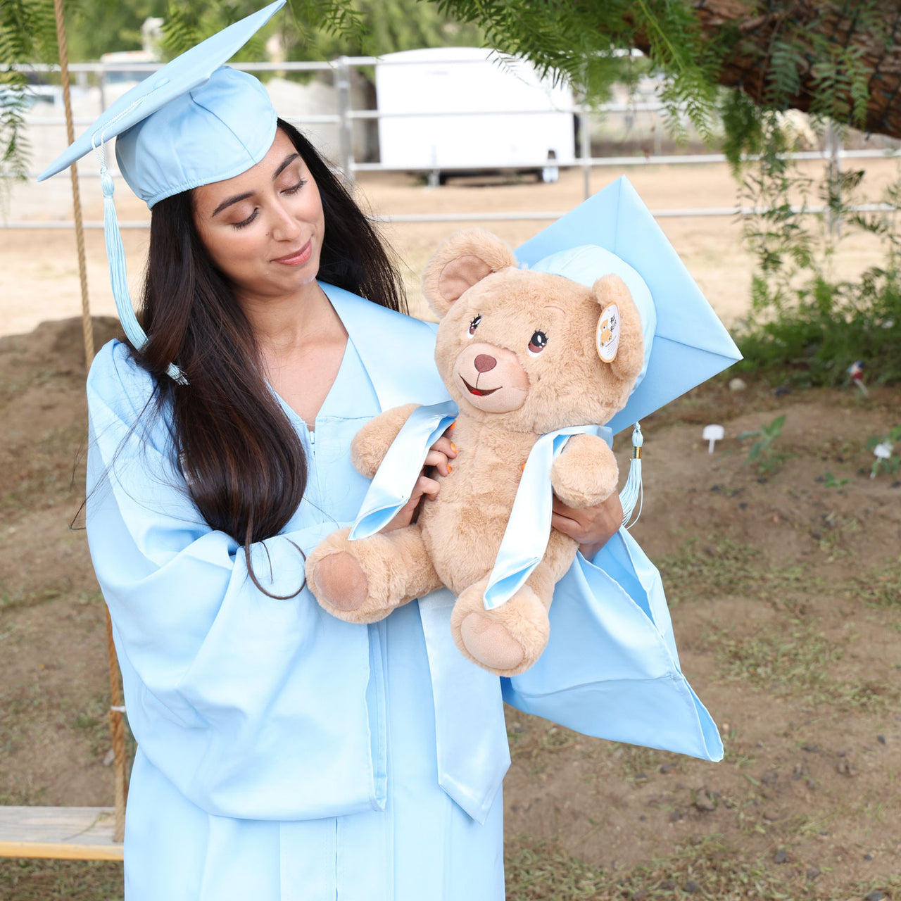 bear graduation plush with sky blue