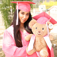 Thumbnail for graduation bear plush pink cap