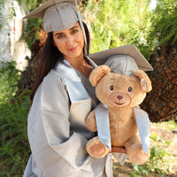 Thumbnail for graduation bear plush with silver cap