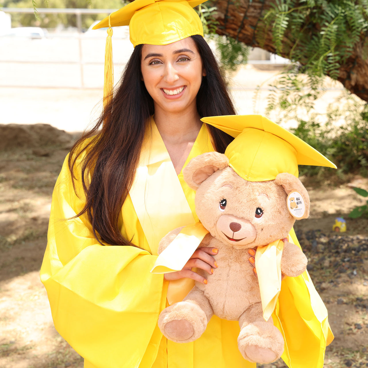 graduation bear with gold cap plush