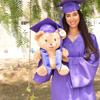 Thumbnail for graduation plush bear purple cap