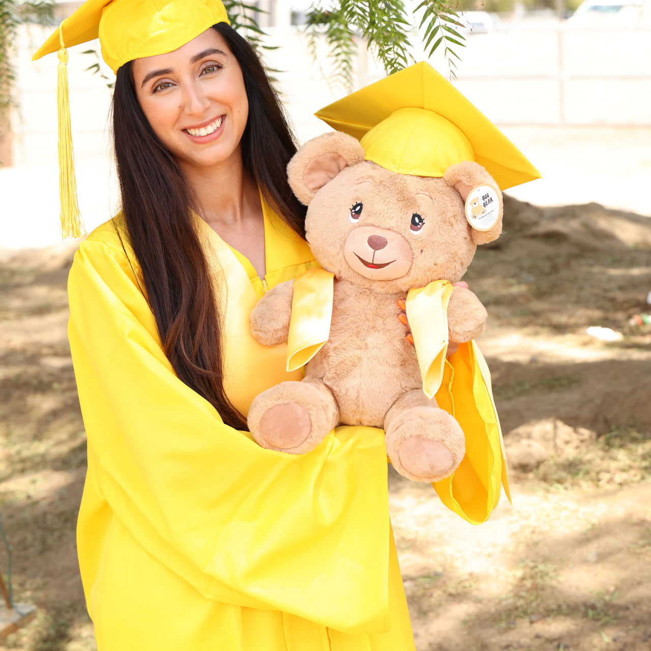 graduation plush teddy bear gold color