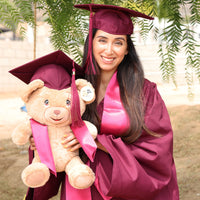 Thumbnail for graduation plush teddy bear with burgundy cap and gown