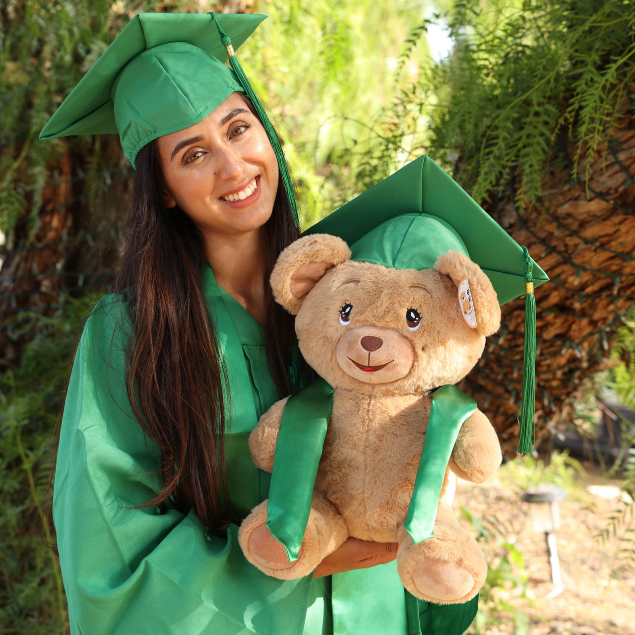 graduation teddy bear plush with emerald green