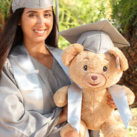 Thumbnail for graduation teddy bear plush with silver grey
