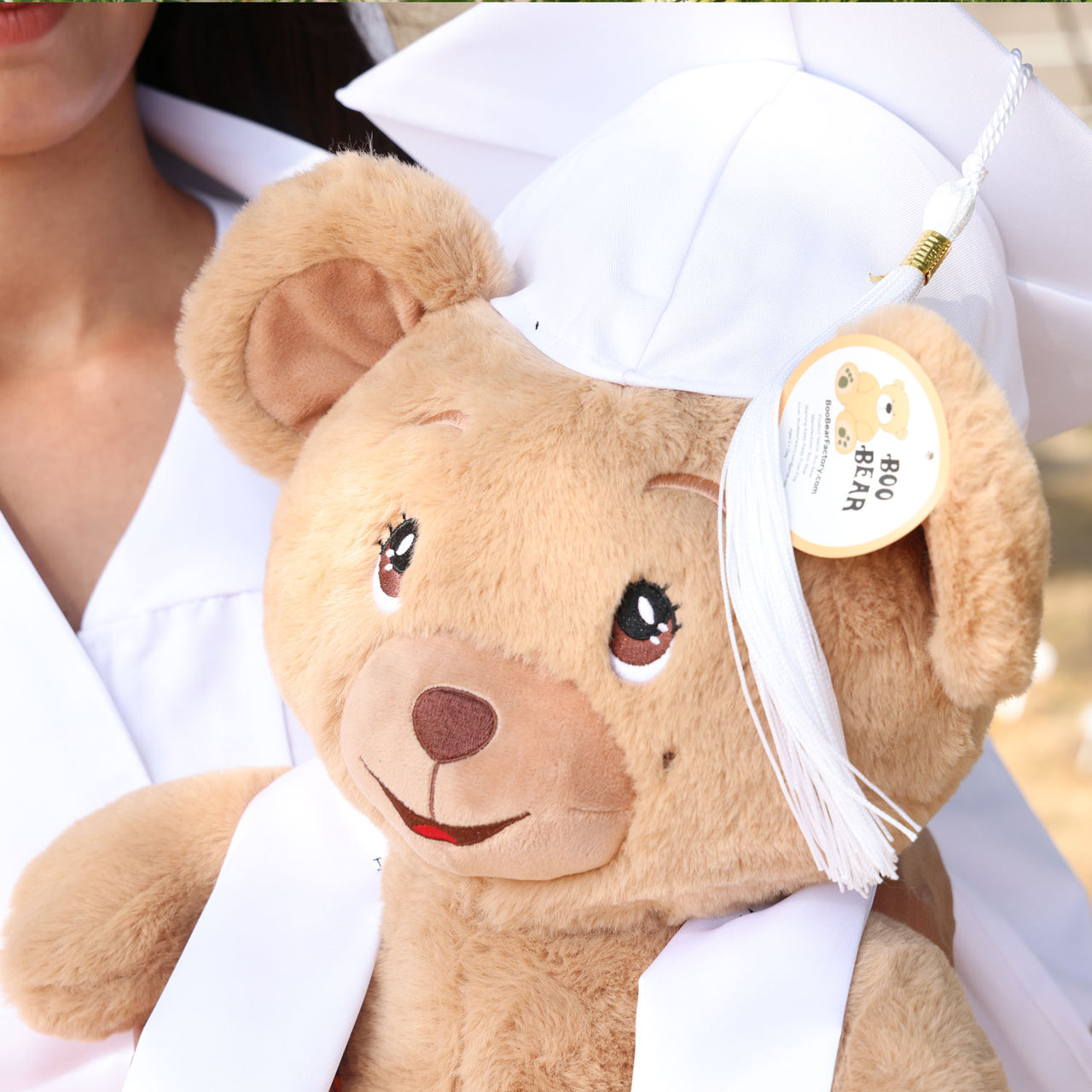 graduation teddy bear plush with white cap