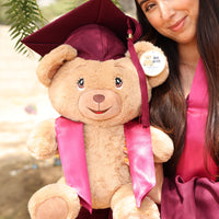 Thumbnail for graduation teddy bear with burgundy maroon cap and gown