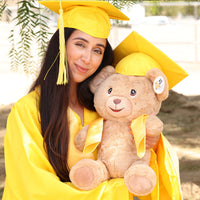 Thumbnail for graduation teddy bear with gold cap and gown