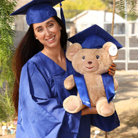 Thumbnail for graduation teddy bear with royal blue cap