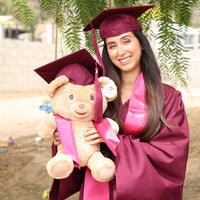 Thumbnail for teddy bear for graduation with maroon burgundy cap and gown