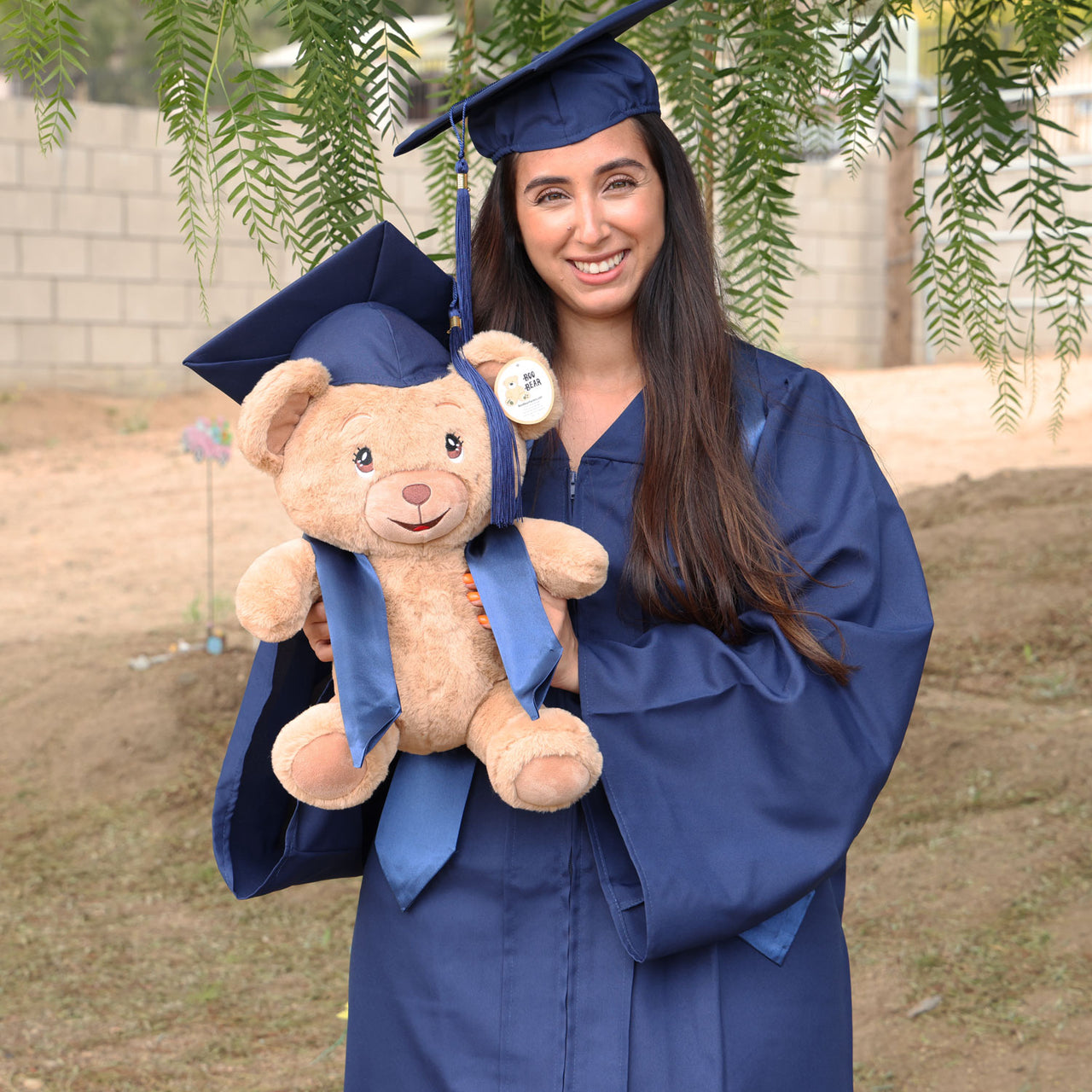teddy bear for graduation with navy blue cap