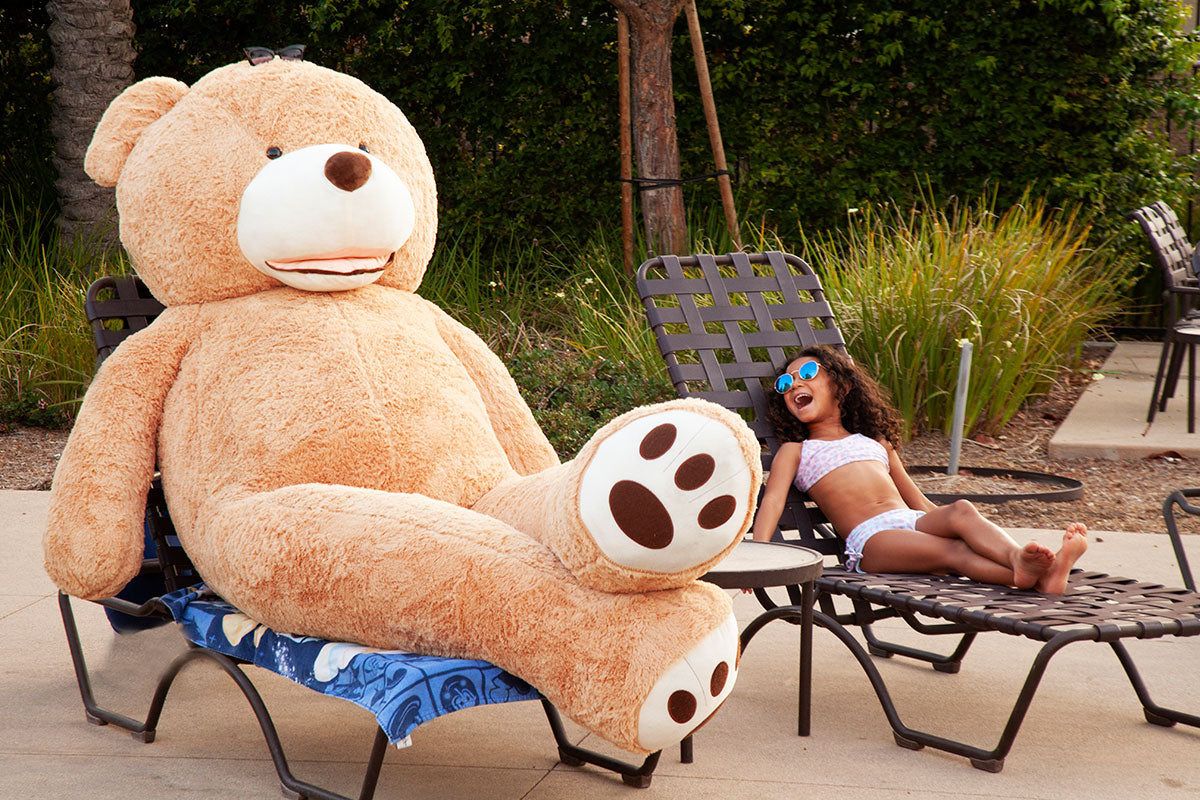 pool giant teddy bear