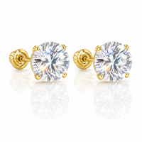 Thumbnail for 14k Yellow Gold Round Moissanite Stud Earrings  GRA Certified 
