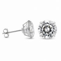 Thumbnail for 925 Sterling Silver Moissanite Stud Earrings – Rhodium Plated Round Cut Push Back