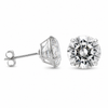 925 Sterling Silver Moissanite Stud Earrings – Rhodium Plated Round Cut Push Back