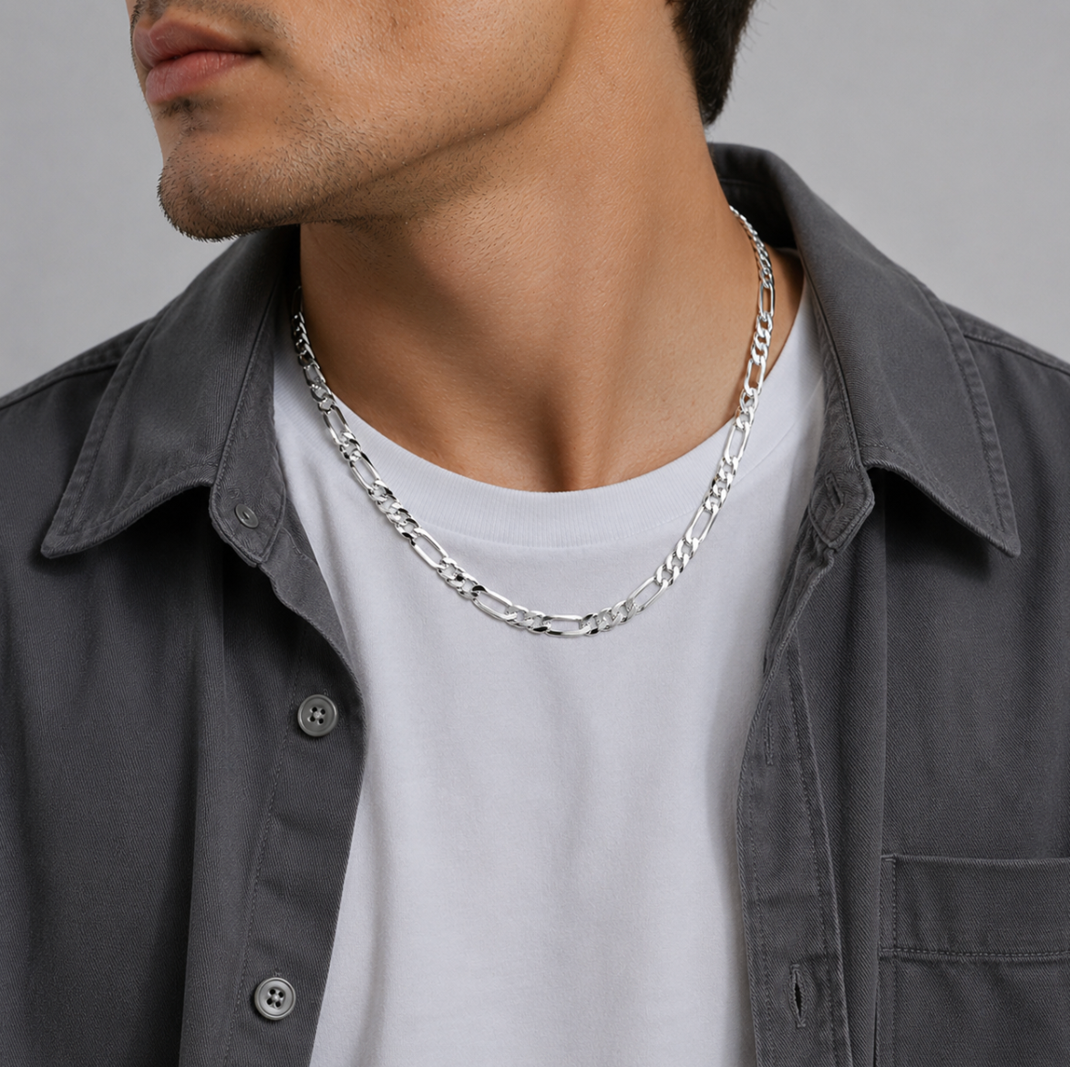 925 Sterling Silver Figaro Chain (7mm)