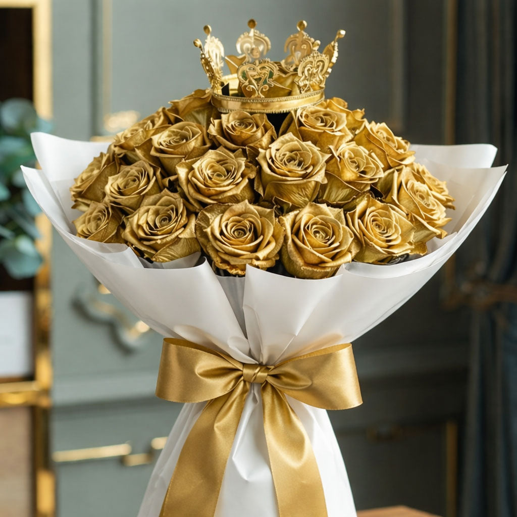 Shop Gold Roses That Lasts A Year | Buy in Dozen - Boo Bear