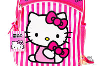 Thumbnail for Hello Kitty Bows and Stripes Backpack with One Front Pocket Pink Closeup