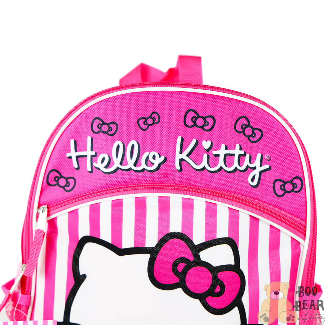 Hello Kitty Bows and Stripes Backpack with One Front Pocket Pink Frontclose