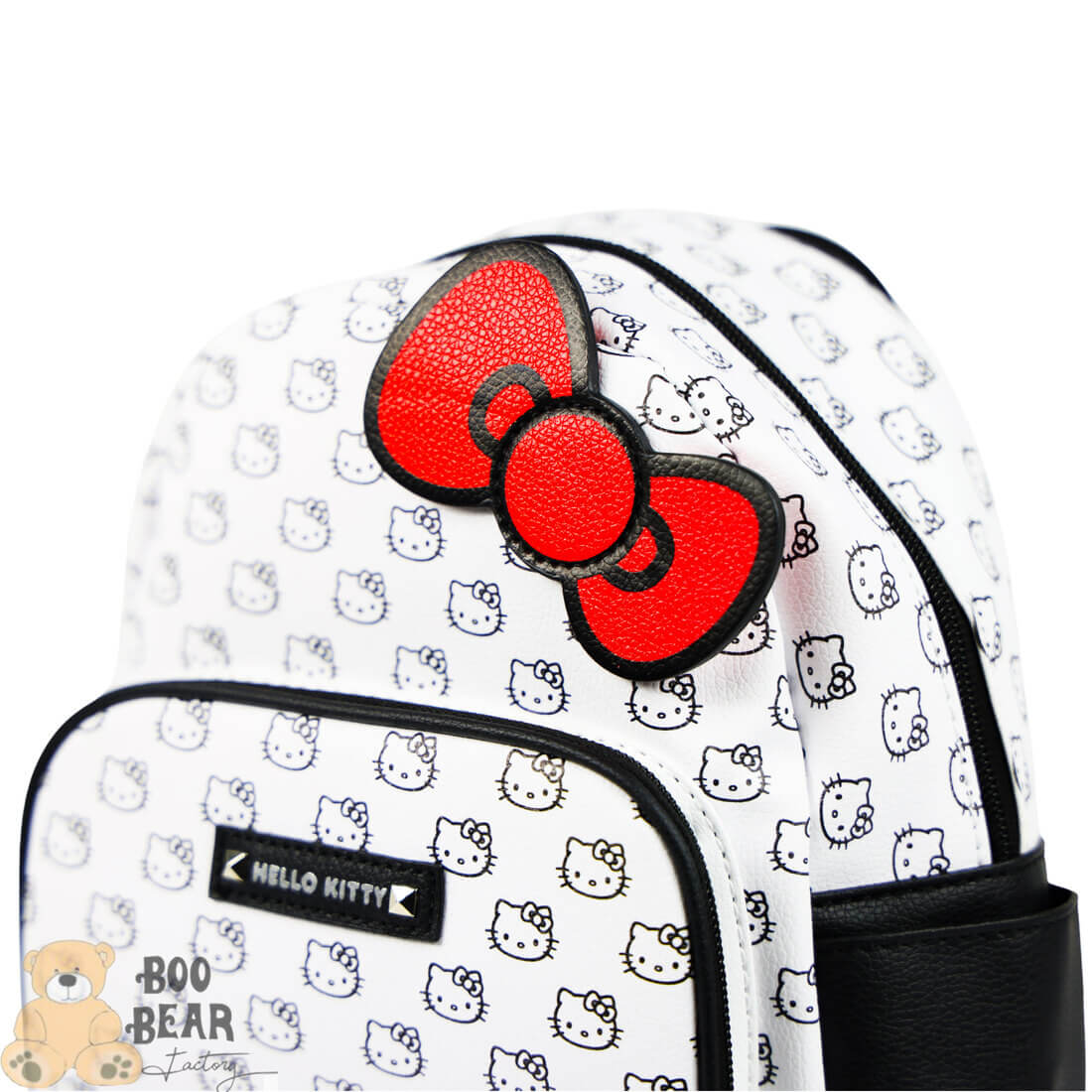 Hello Kitty Face Print Backpack with Bow Closeup
