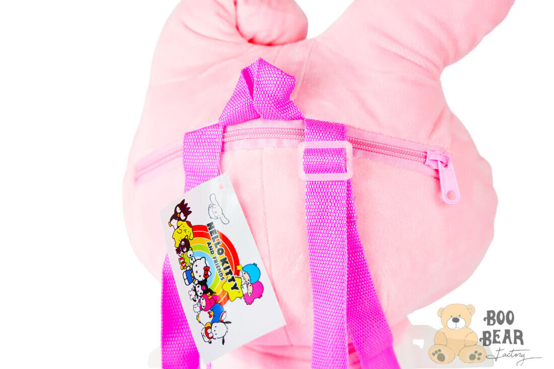 Hello Kitty My Melody Soft Plush Backpack Peach White Head Closeup