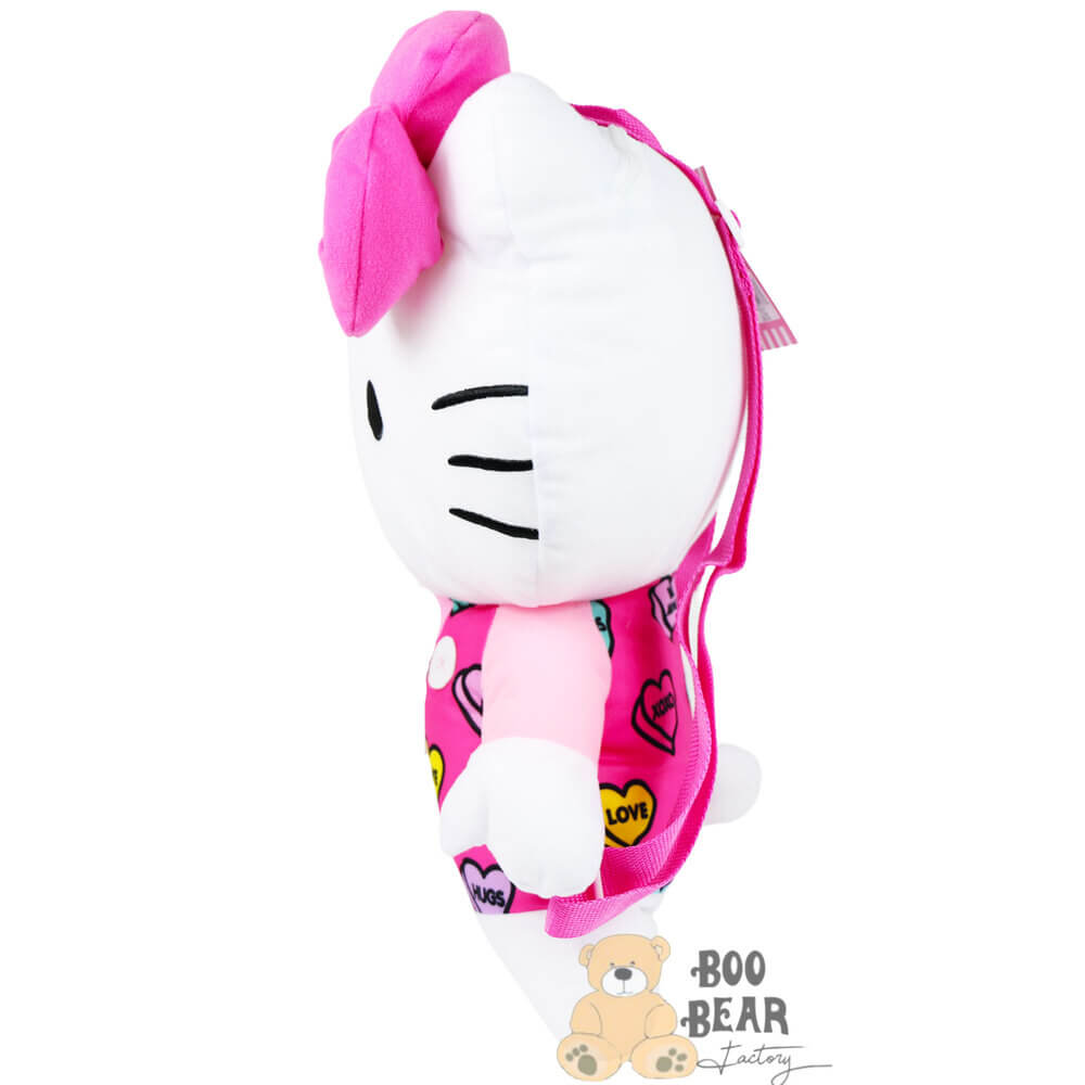 Hello Kitty Plush Backpack with Heart Shaped Prints Left