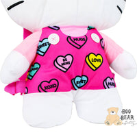 Thumbnail for Hello Kitty Plush Backpack with Heart Shaped Prints Shirt Closeup