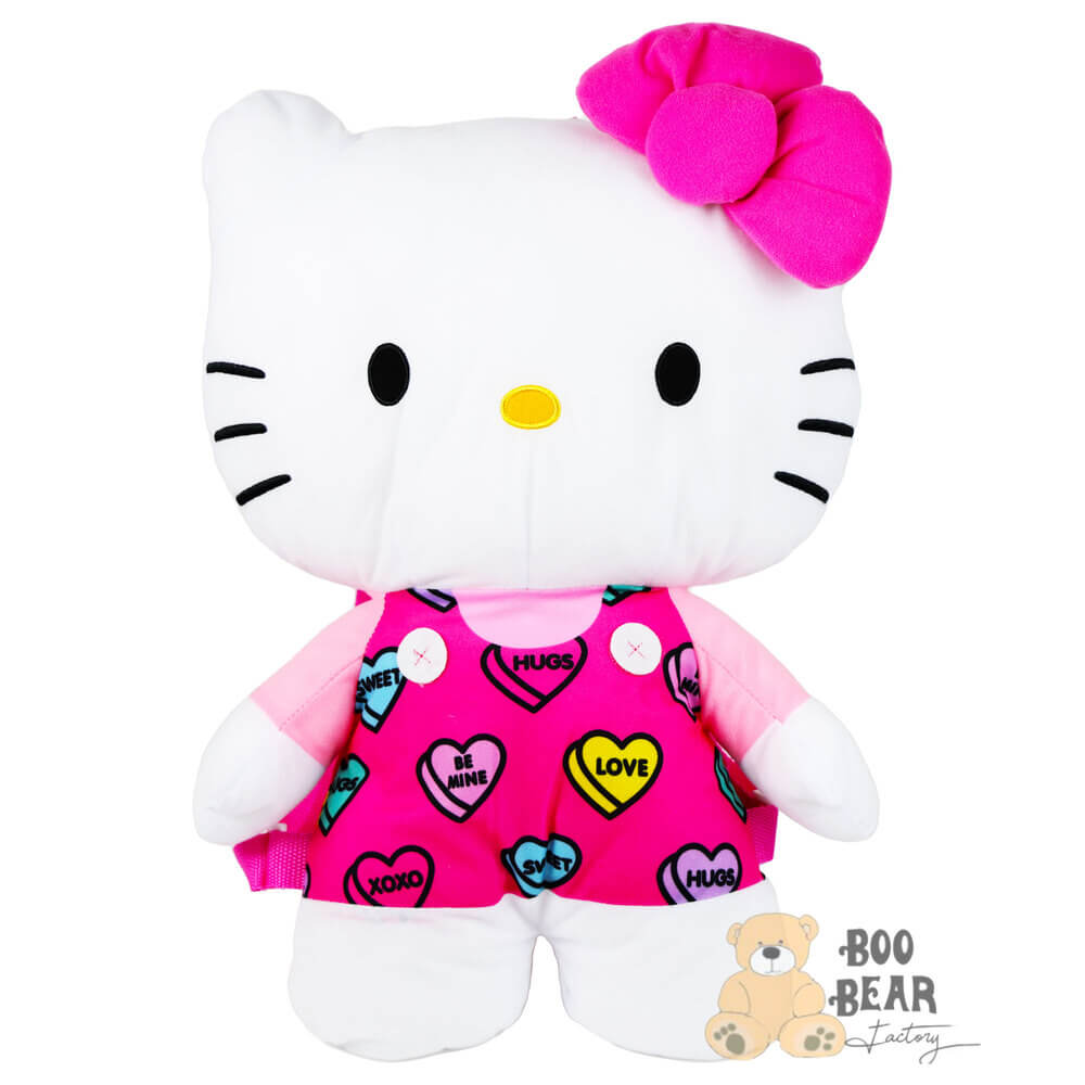 Hello Kitty Plush Backpack with Heart Shaped Prints