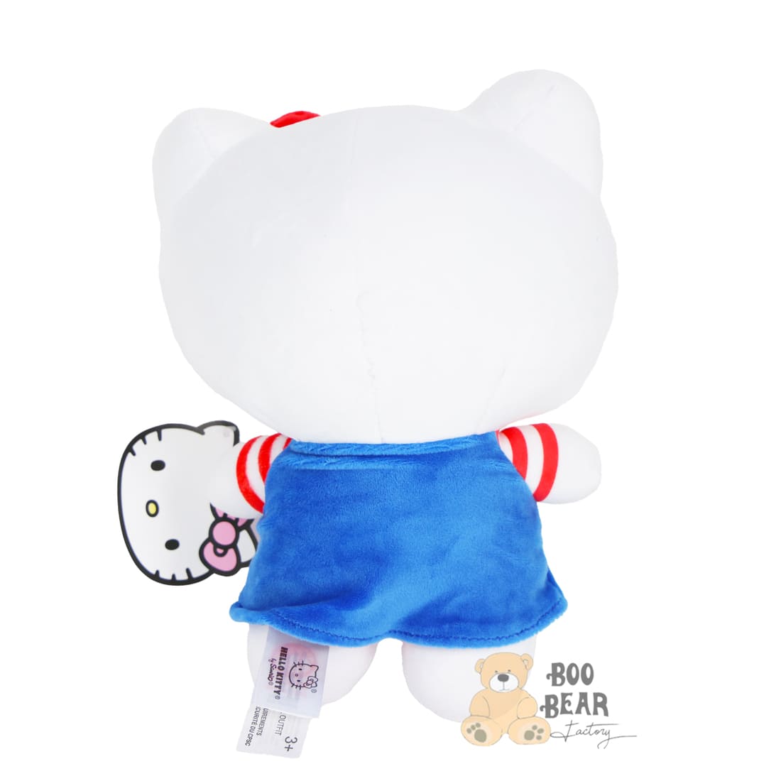 Hello Kitty Plush Beanie Baby Blue Shirt with Red Bow Backview