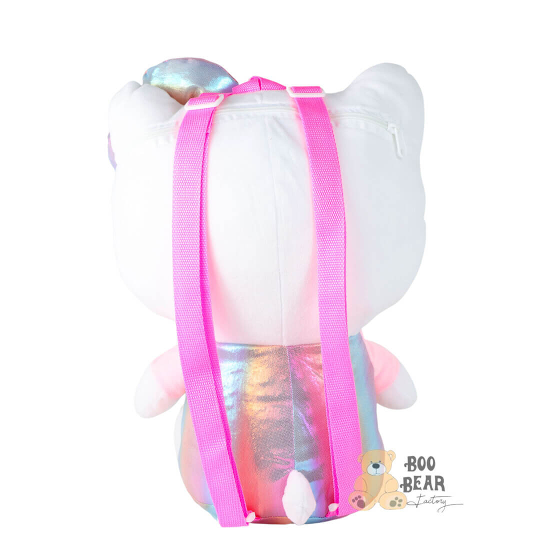 Hello Kitty Shiny Pink Plush Backpack Back