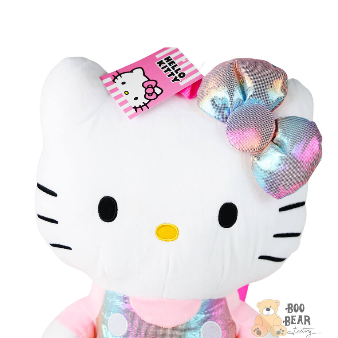 Hello Kitty Shiny Pink Plush Backpack Headcloseup