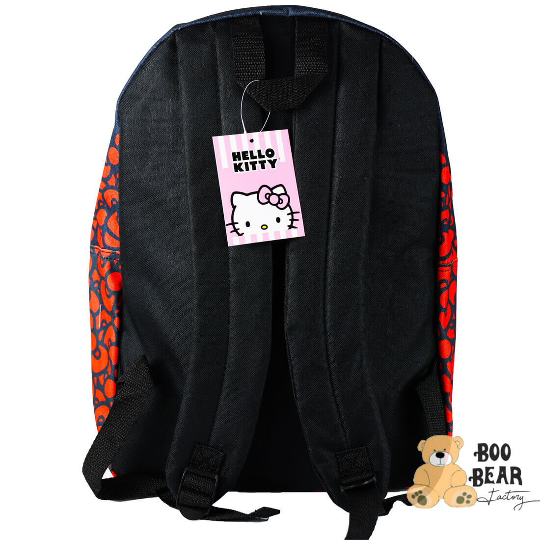Hello Mini Kitty Black Red Backpack Backside