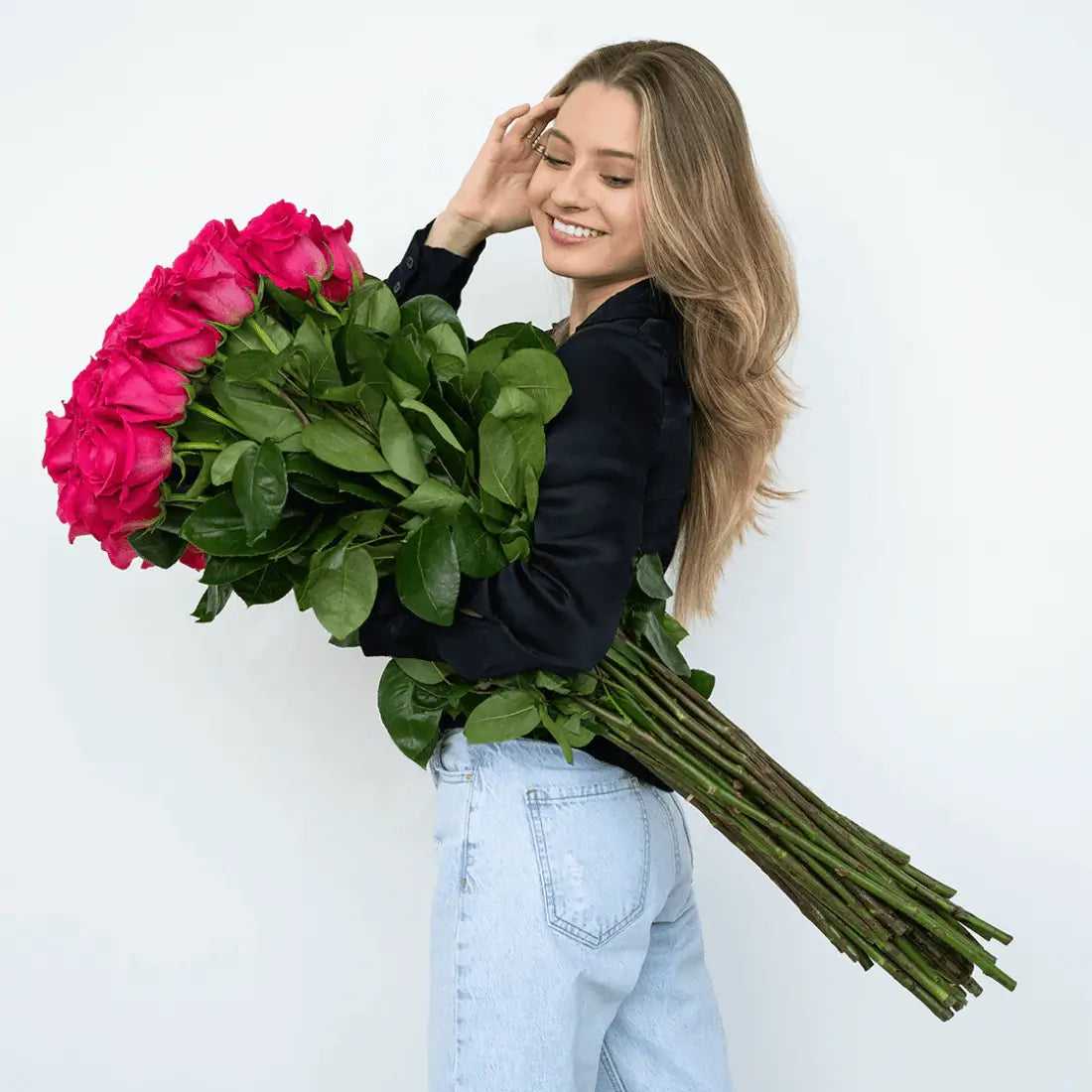 Hot Pink Long Stem Roses