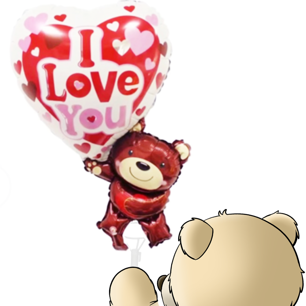 i love you heart and teddy bear balloon