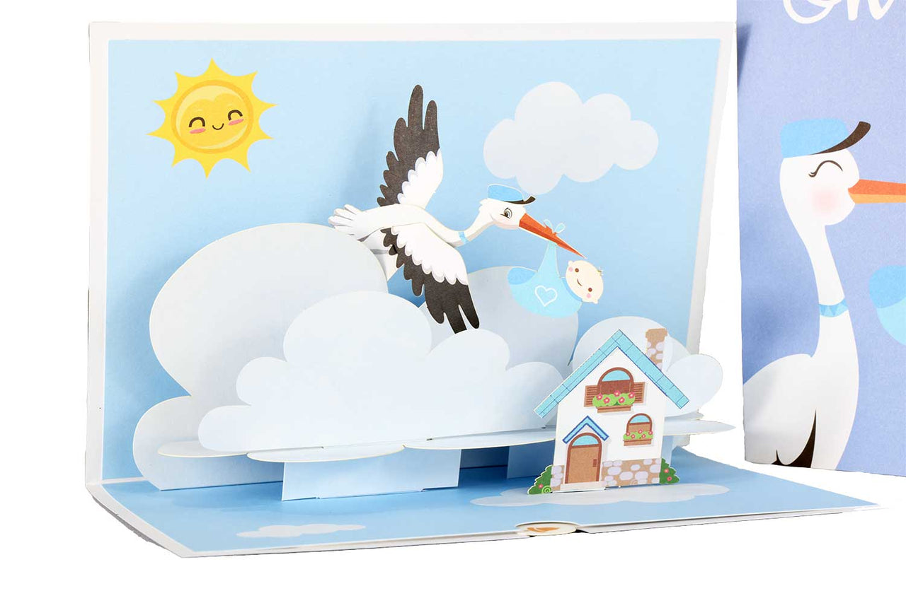 Its A Boy Gender Reveal Pop Up Card Storks Delivery