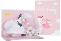 Thumbnail for Its A Girl Pop Up Card Stork Delivering