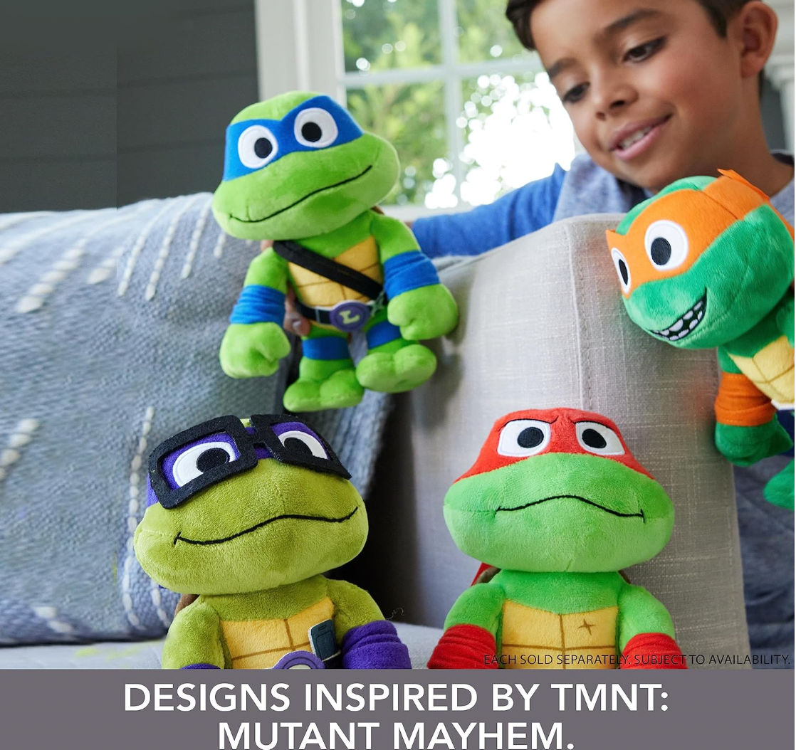 Teenage Mutant Ninja Turtles: Mutant Mayhem Plush Toys 4 Pack of 8 Inch Leonardo, Michelangelo, Raphael and Donatello, TMNT Movie