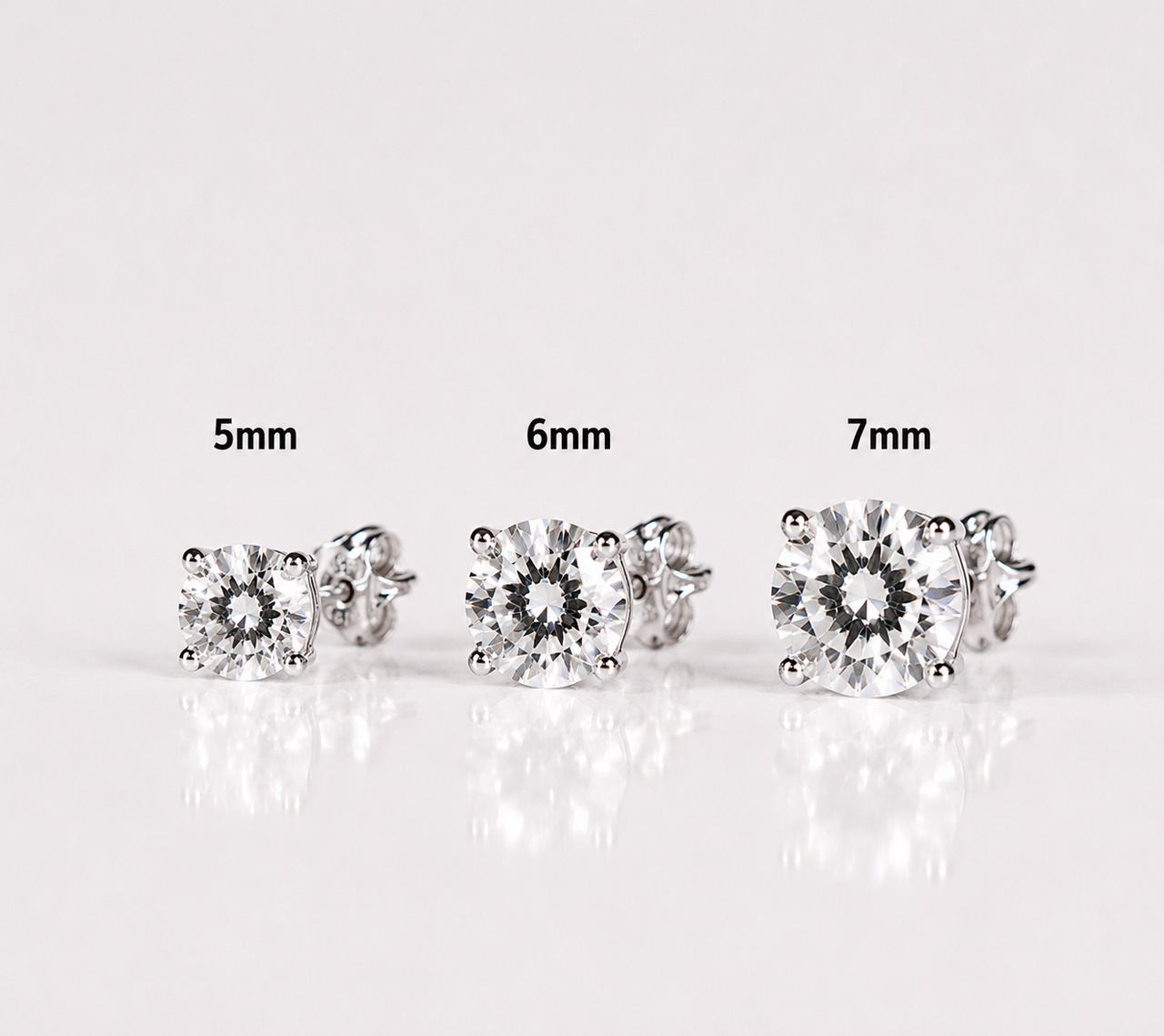 925 Sterling Silver Moissanite Stud Earrings – Rhodium Plated Round Cut Push Back-Comes GRA Certified
