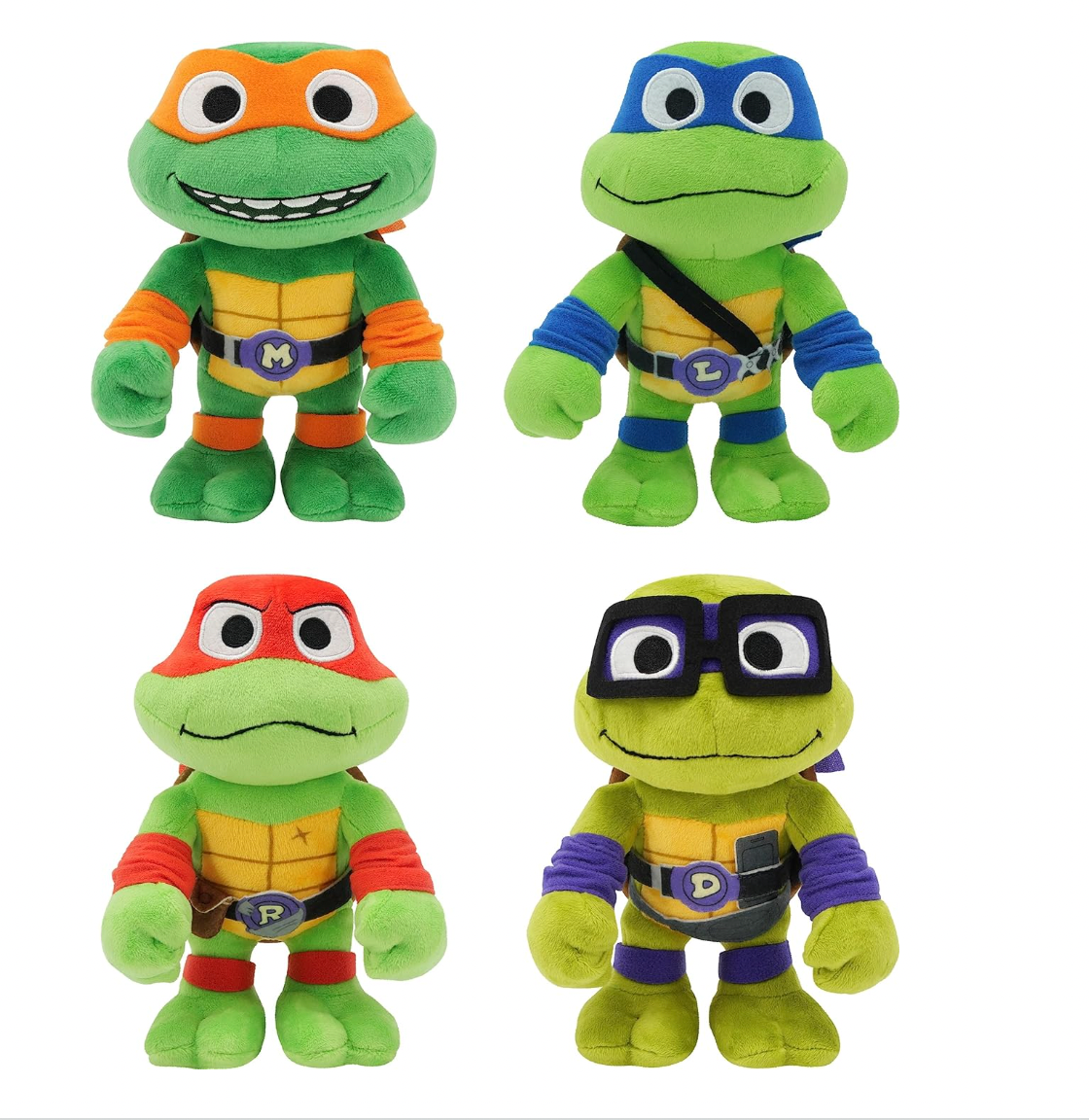 Teenage Mutant Ninja Turtles: Mutant Mayhem Plush Toys 4 Pack of 8 Inch Leonardo, Michelangelo, Raphael and Donatello, TMNT Movie