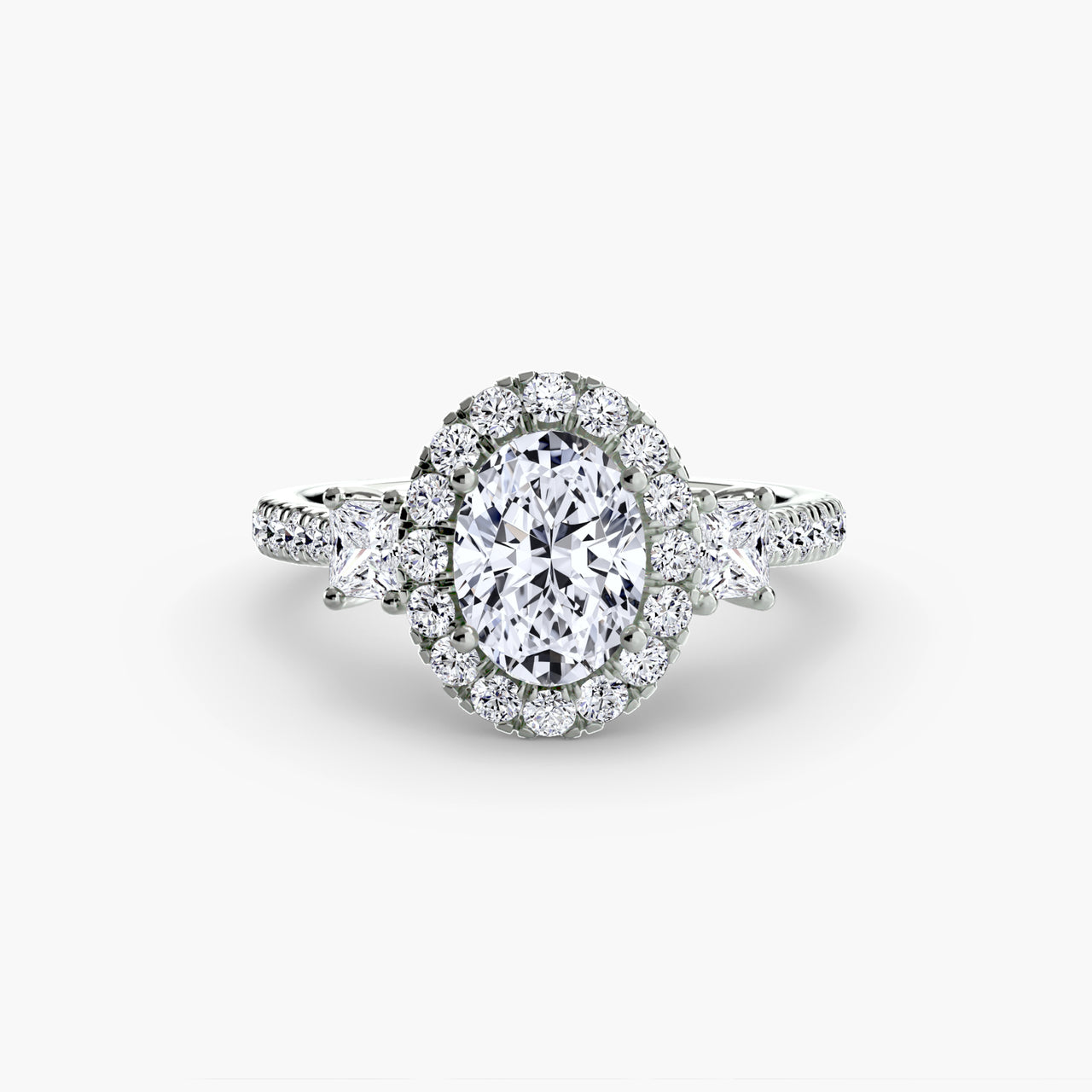 Three-Stone Ring with Halo 2