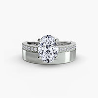 Thumbnail for Wide Band Solitaire with Pavé Band