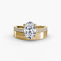Thumbnail for Wide Band Solitaire with Pavé Band