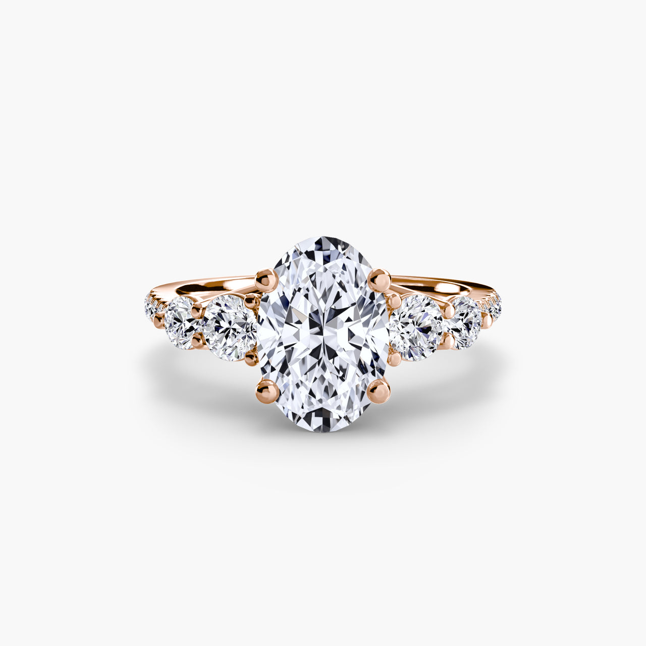 Five Stone Ring with Pavé Band