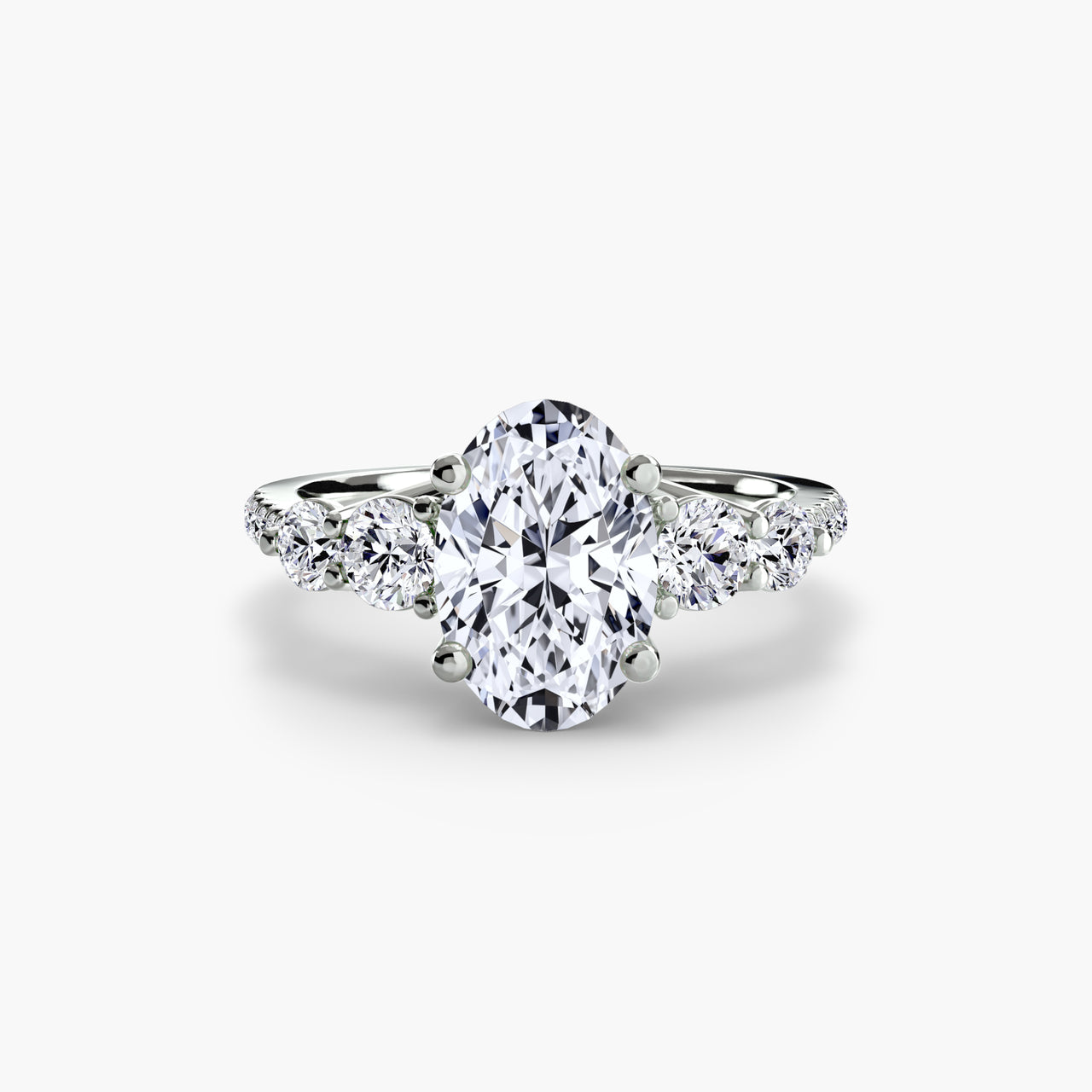 Five Stone Ring with Pavé Band