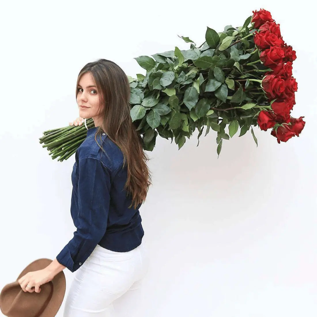 Long Stem Red & White Roses | Harvested Fresh 24 Inches - Boo Bear
