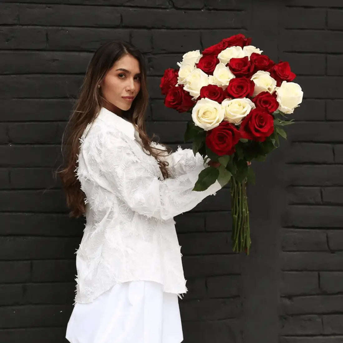 Red White Long Stem Roses