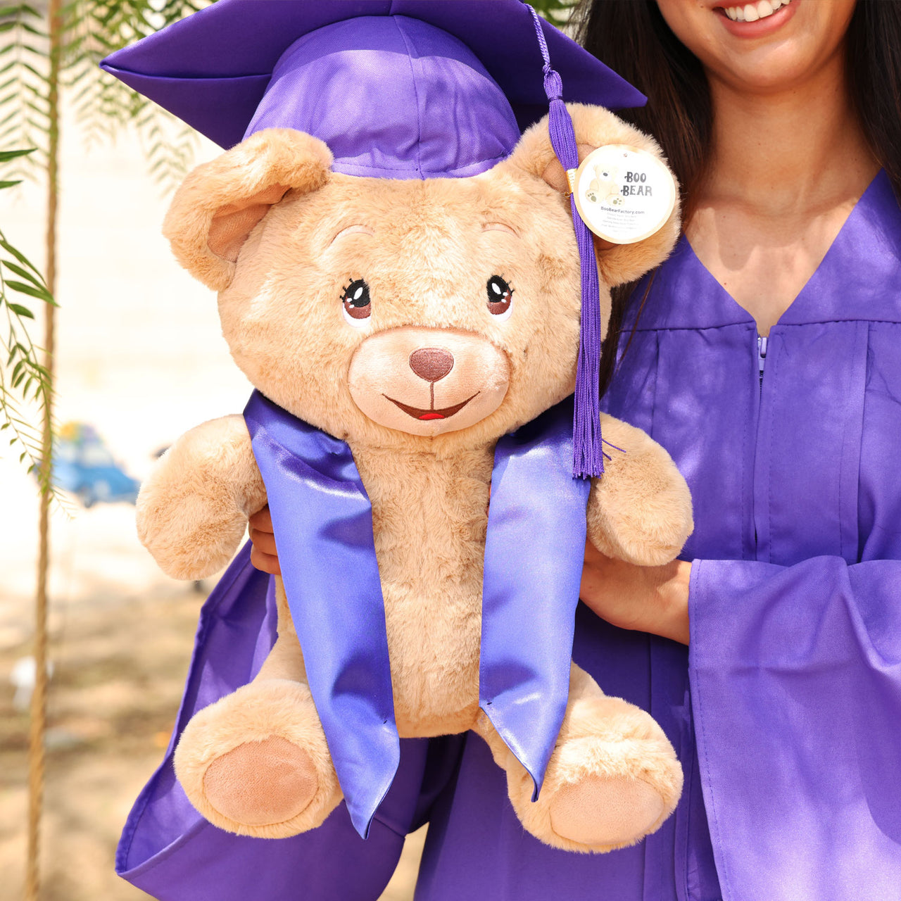 graduation bear purple cap