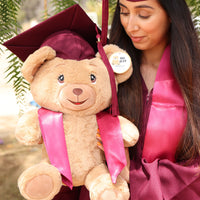 Thumbnail for graduation teddy bear plush with burgundy maroon cap
