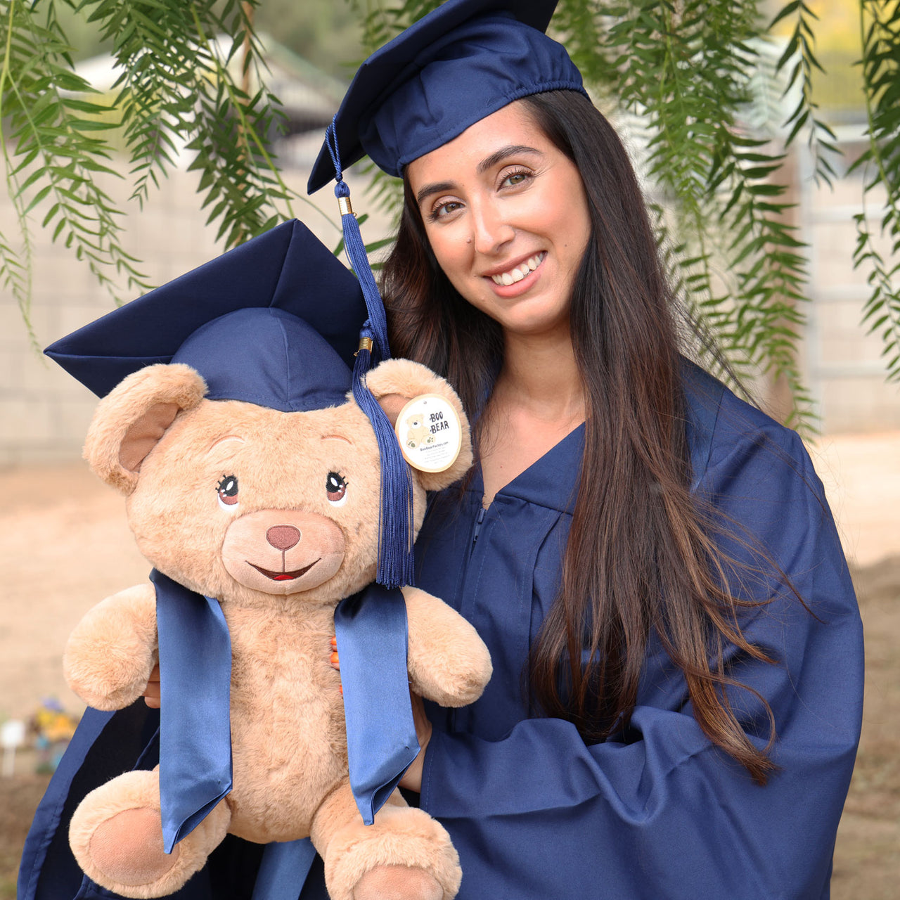 graduation teddy bear plush with navy blue cap