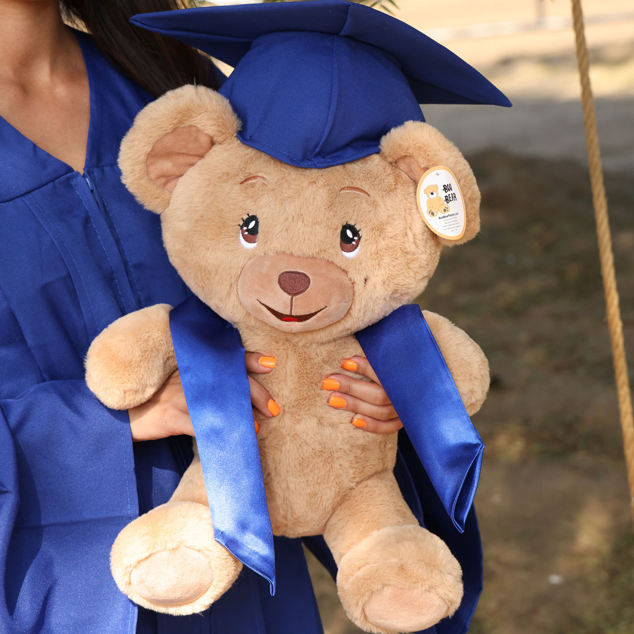 graduation teddy bear plush with royal blue 